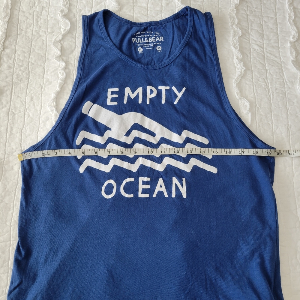 Pull&Bear Empty Ocean Tank Top M Euc Blue And Whi… - image 4